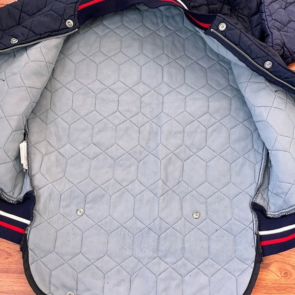 Vintage Neutral Gender Navy Quilted Bomber Jacket - Picture 6 of 14